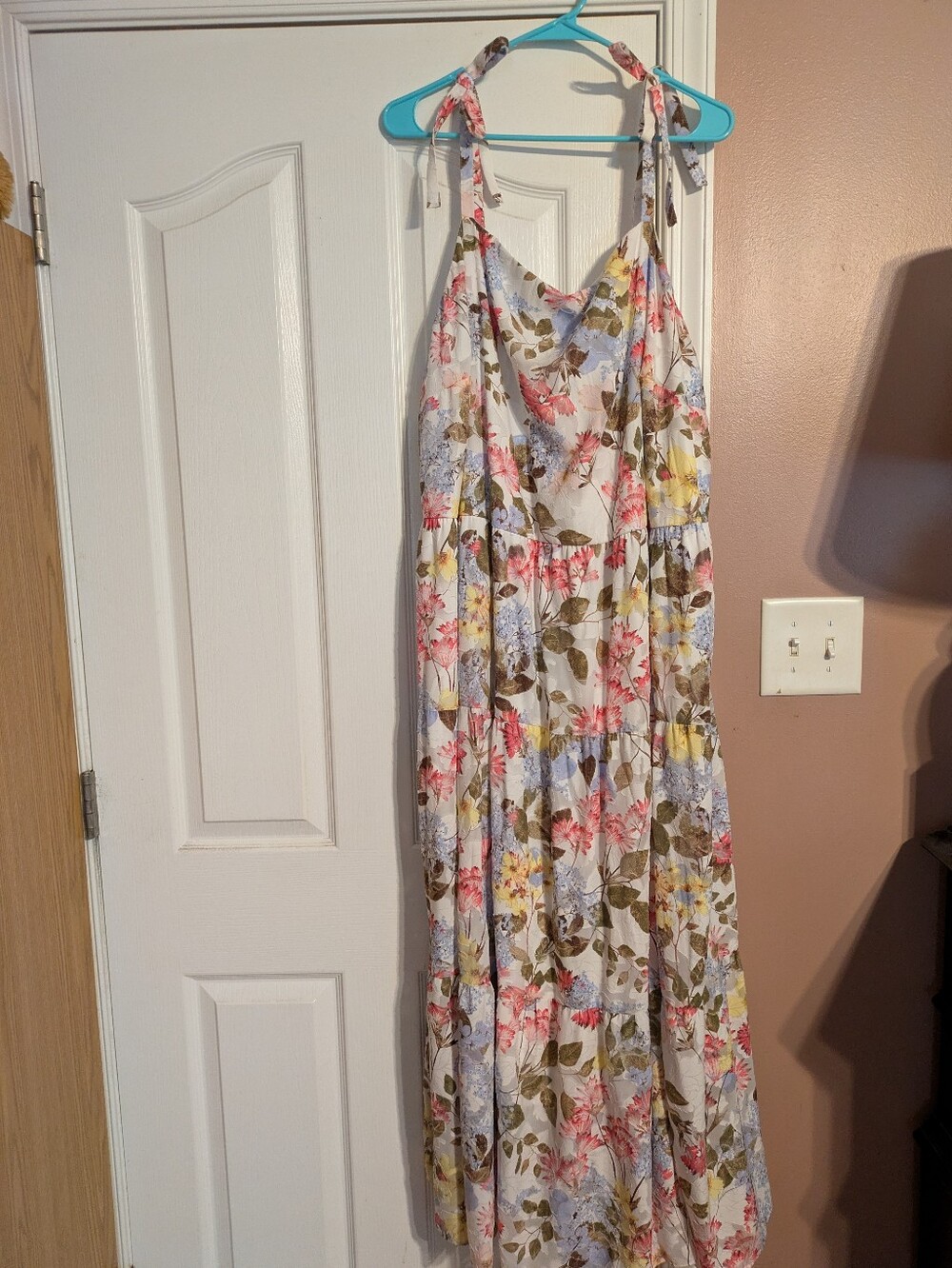 Floral Tie-Shoulder Maxi Dress - Light Floral Print